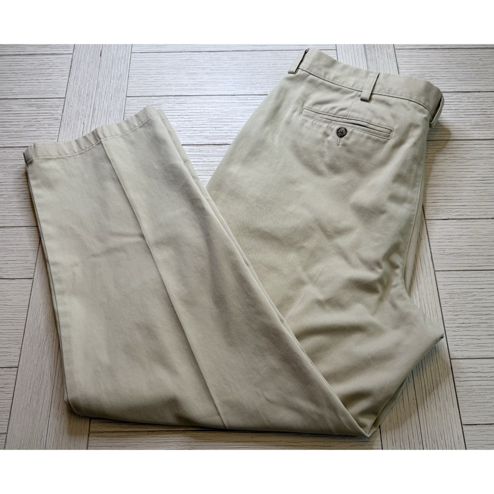 Lands End Men's Khaki Classic Fit Traditional Flat‎ Front Pants. Sz 40/30 Cotton